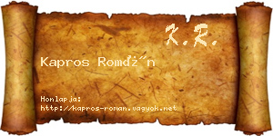 Kapros Román névjegykártya